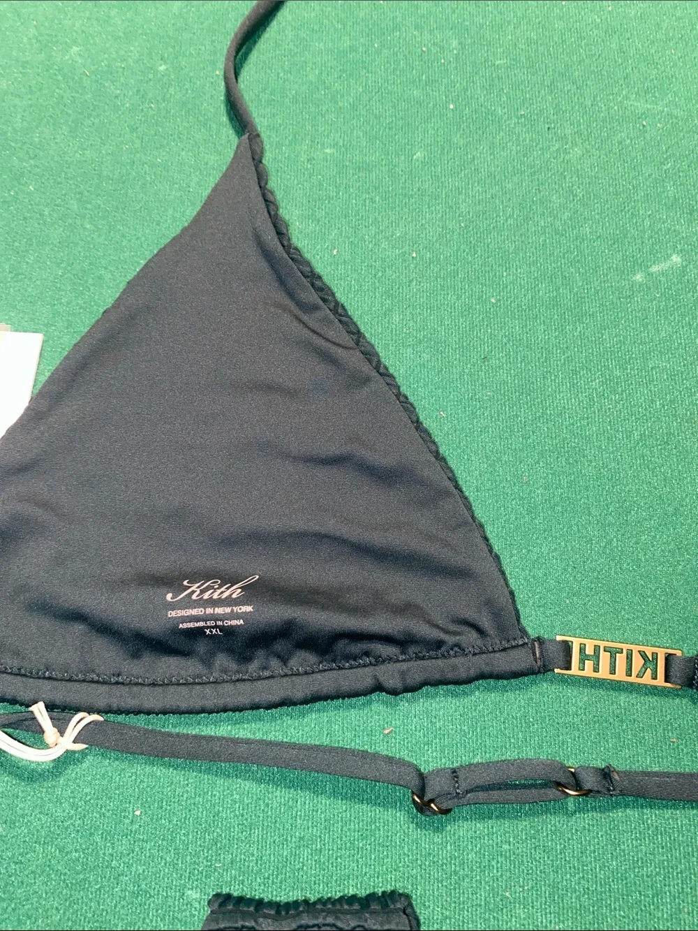 Kith Women's dk green Textured Triangle Bikini Set